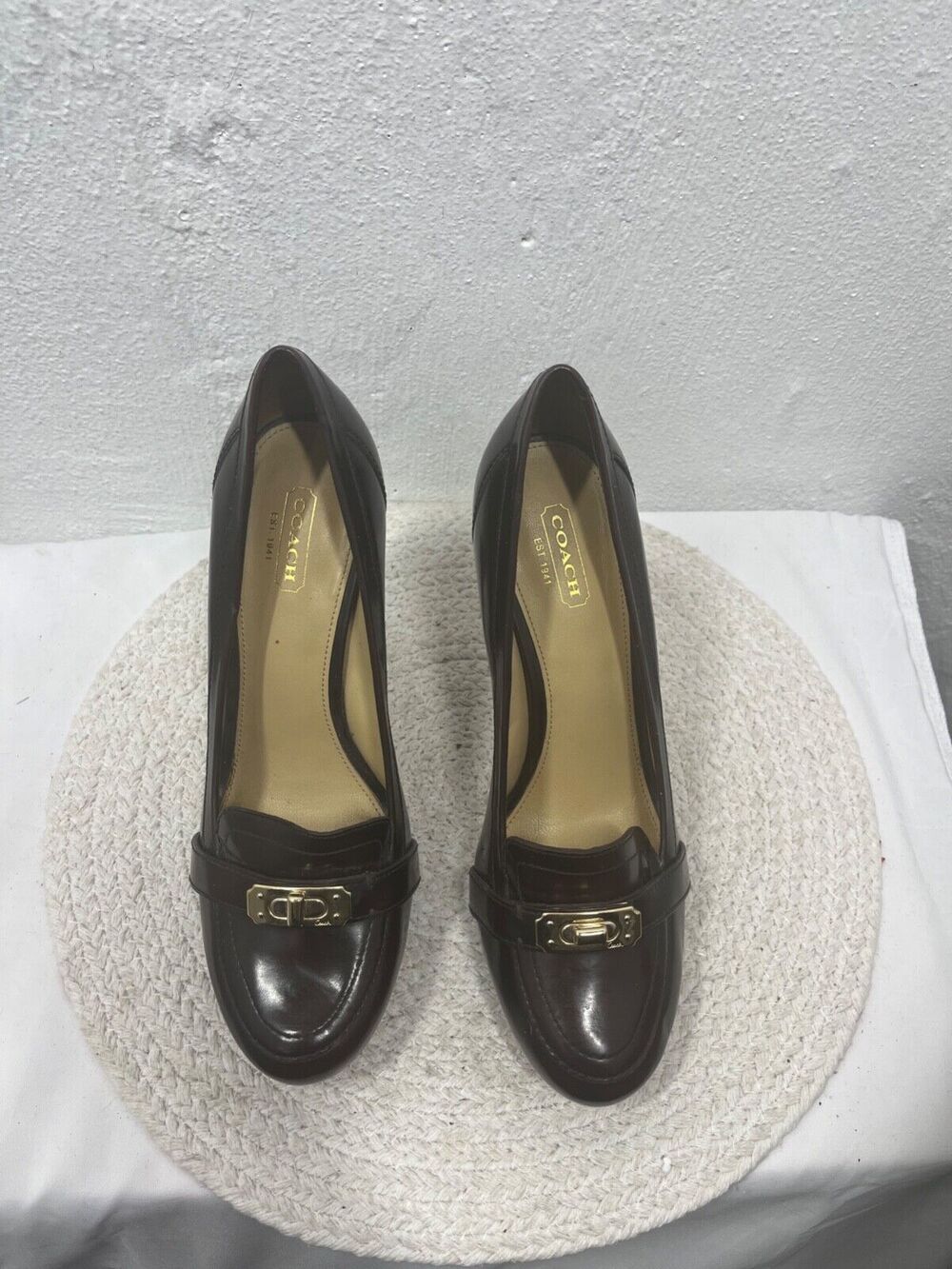 COACH WOMENS 8.5 4 INCH HIGH HEELS STILETTOS BROWN